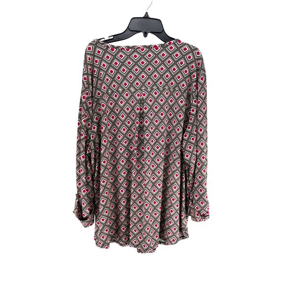Roz & Ali Womens 2X Geometric Print Tunic Blouse - Picture 8 of 8